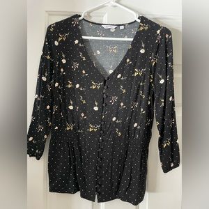 Black Floral Blouse